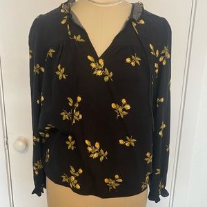 Reformation black and yellow floral blouse